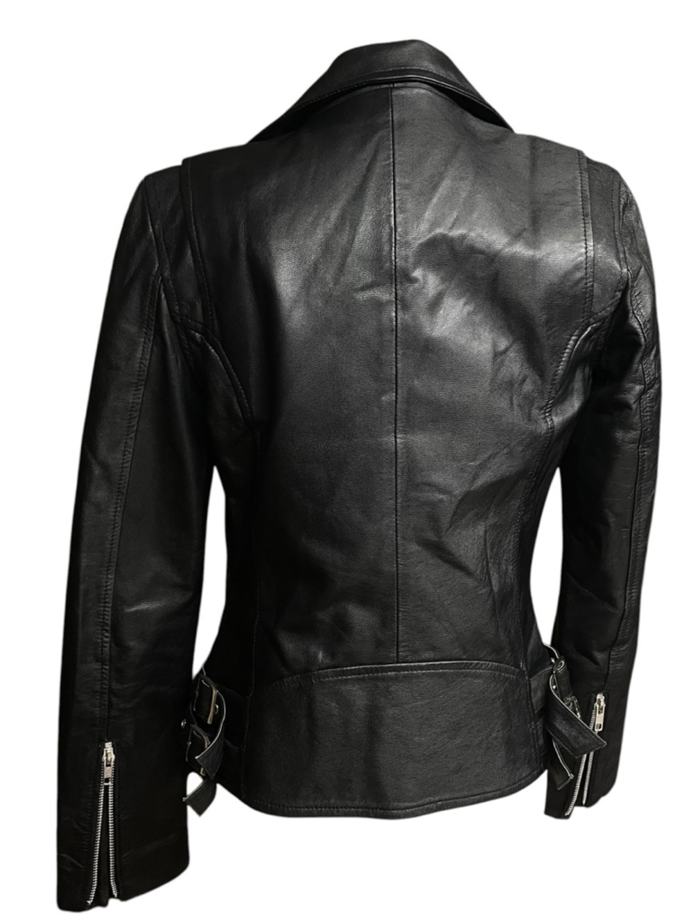 The Bali Tailor The Stevie Biker Black Leather Moto Jacket Size M — image 5 of 8